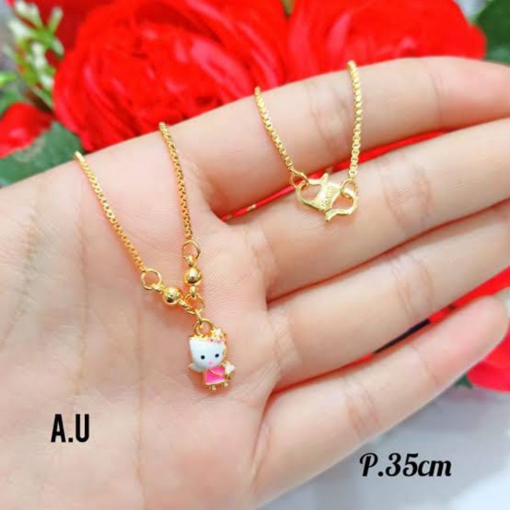 31. kalung emas anak titanium hello Kitty