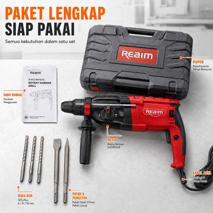 Grosir Reaim Bor Tembok Bor Beton 800W Rotary Hammer Mesin Bor Beton 3 Fungsi Hammer Drill Impact Dr