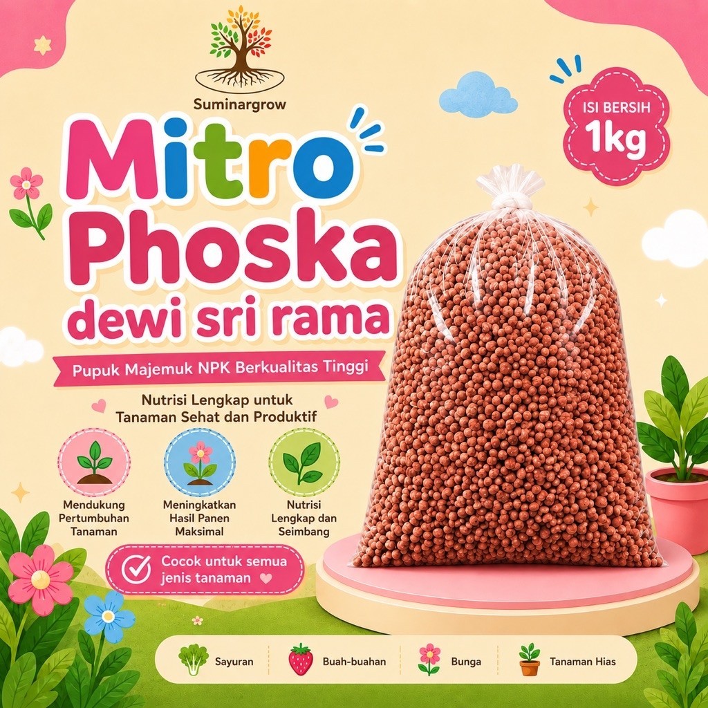 Pupuk Non Subsidi Mitro Phoska Dewi Sri Rama Repack 1kg