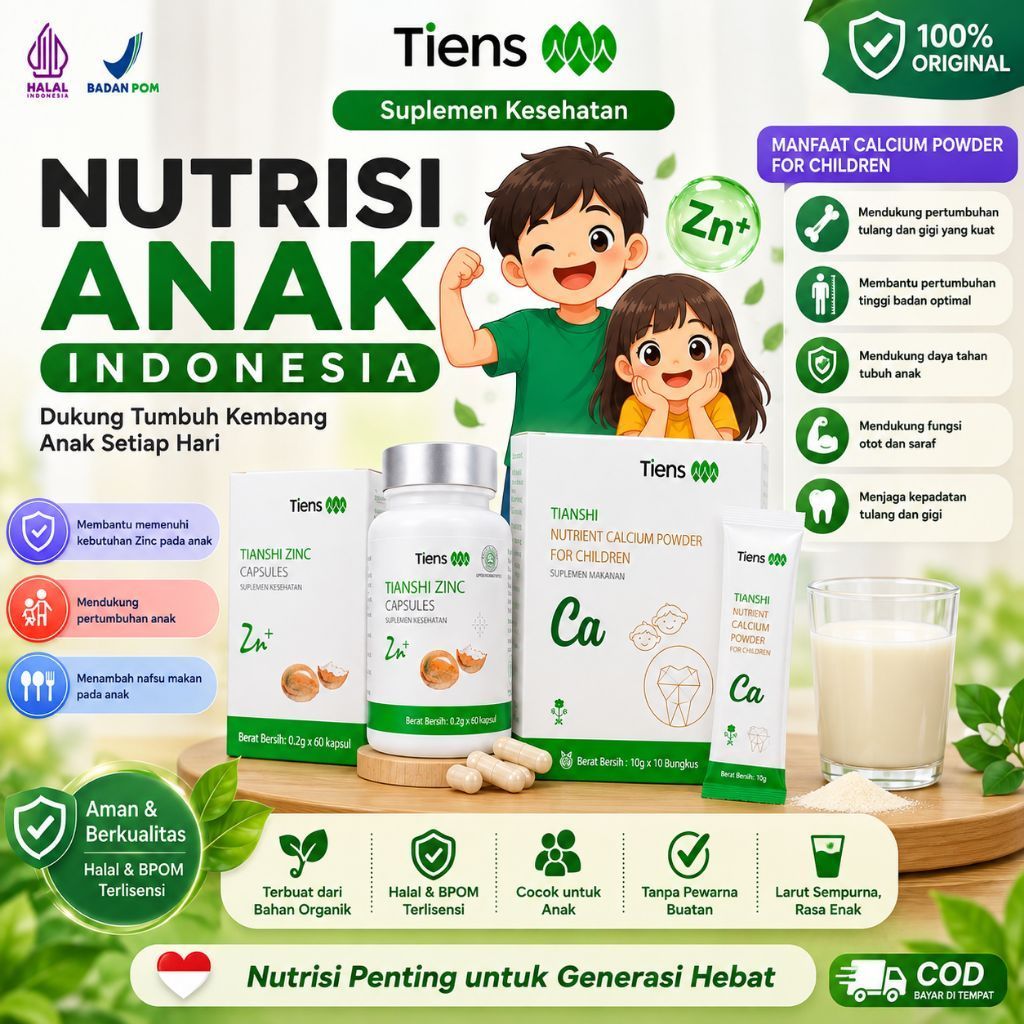 NUTRISI ANAK INDONESIA NUTRIKIDS ORI SUPLEMEN VITAMIN NAFSU MAKAN NUTRISI ANAK TIENS PENINGGI PENGGE