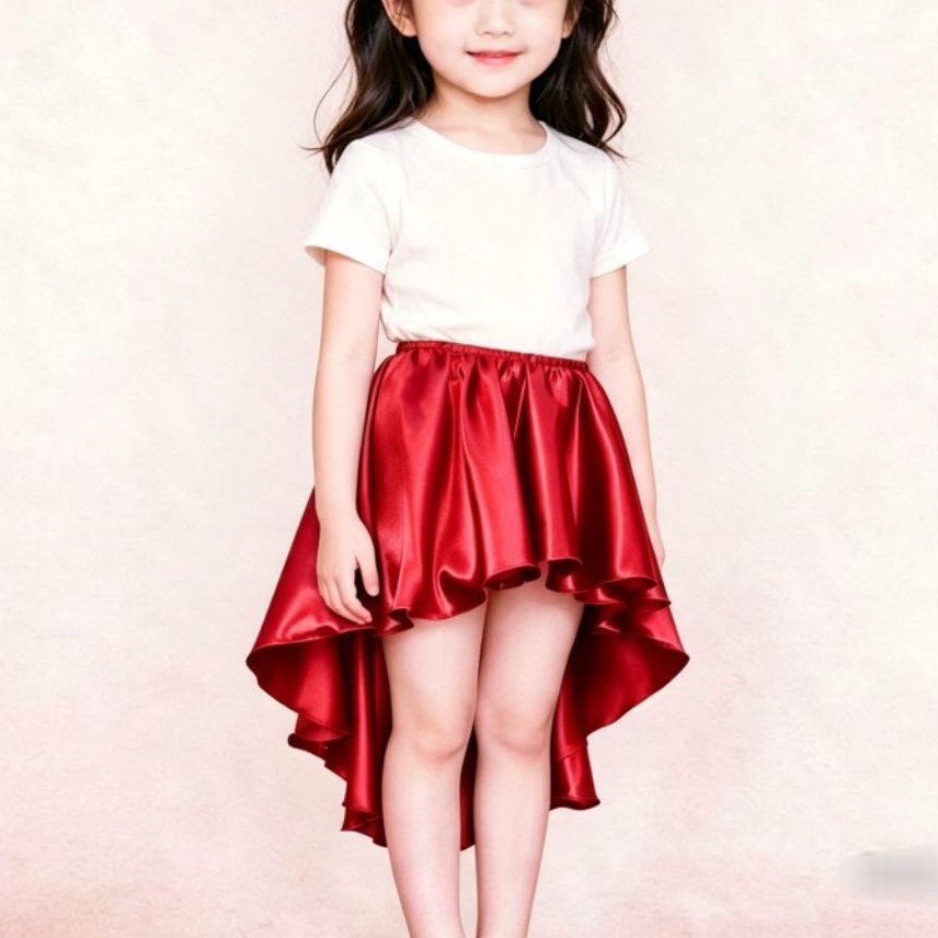 Rok pinguin / 7 th / line dance rok nari bahan mengkilap polyester highl-low Skirts (Fashion and dan