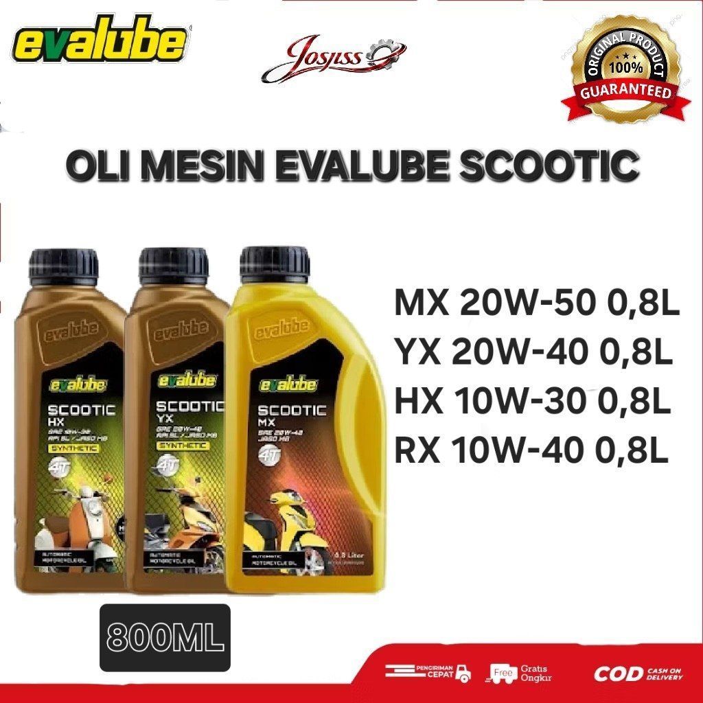 OLI MESIN EVALUBE SCOOTIC MX HX YX RX UKURAN 800ML ORIGINAL 100%