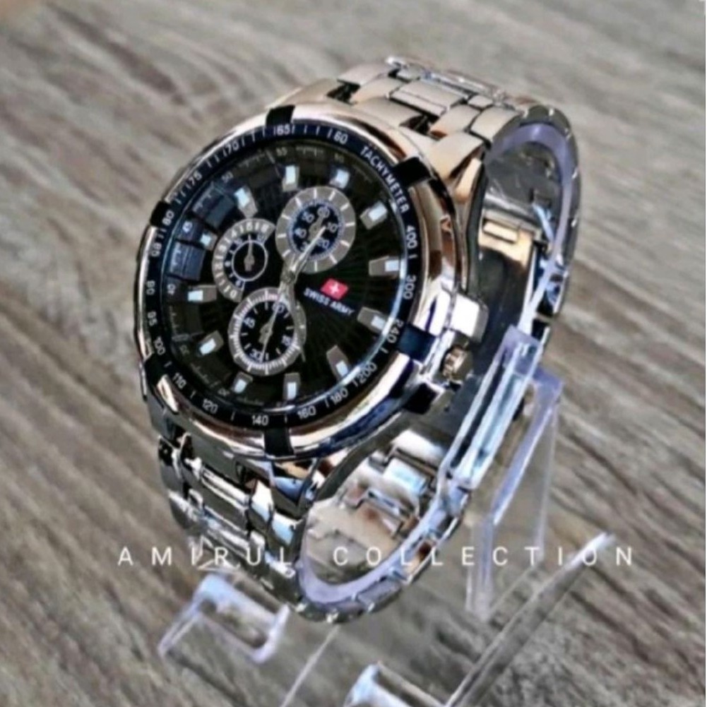Jam Tangan Pria Swiss SA1880 Original Analog Rantai Stainless Steel Water Resistance