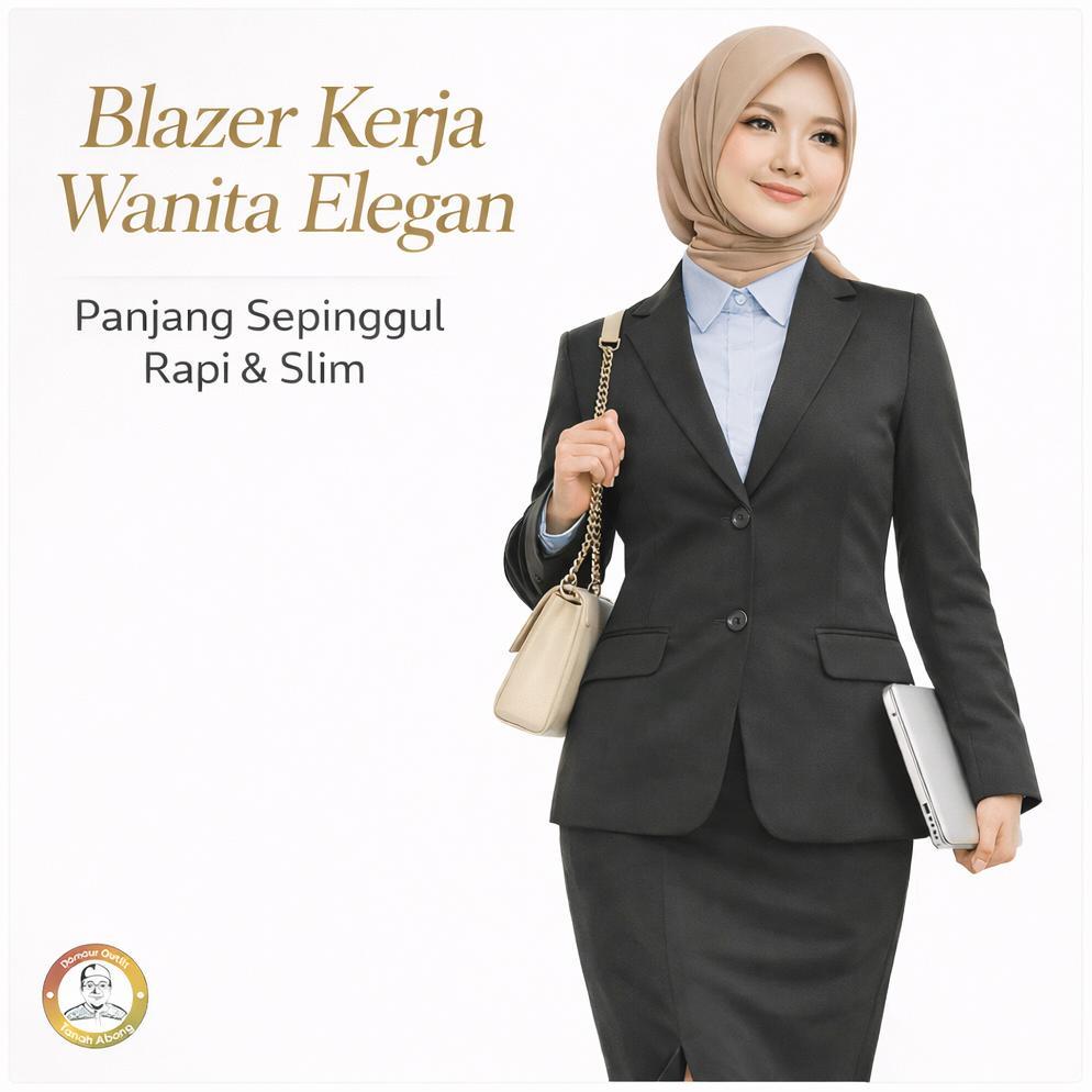 PREMIUM JAS BLAZER WANITA PANJANG SEPINGGUL WANITA KERJA KANTOR CEWE POLOS DEWASA ANAK JAKET BLEZER 