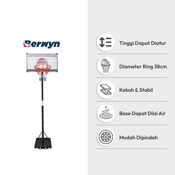 AZKO Berwyn Ring & Tiang Basket Anak - Biru Ring Basket Tiang Hoop Anak Stand Basket