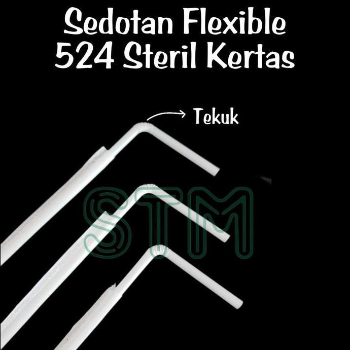 Oneware- Sedotan Tekuk Steril Kertas/Hygienic Flexible Drinking Straw /Fw 524
