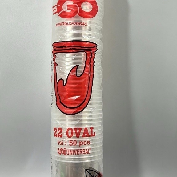 Gelas 22 oz oval / datar plastik, gelas cembung 22oz / datar