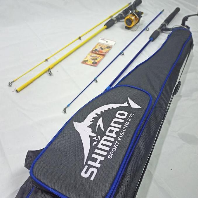 2 Full Set Alat Pancing Joran Sambung 120-150 Cm Tas Shimano Reel 5BB Lengkap Isi 2 Set Pancingan ik