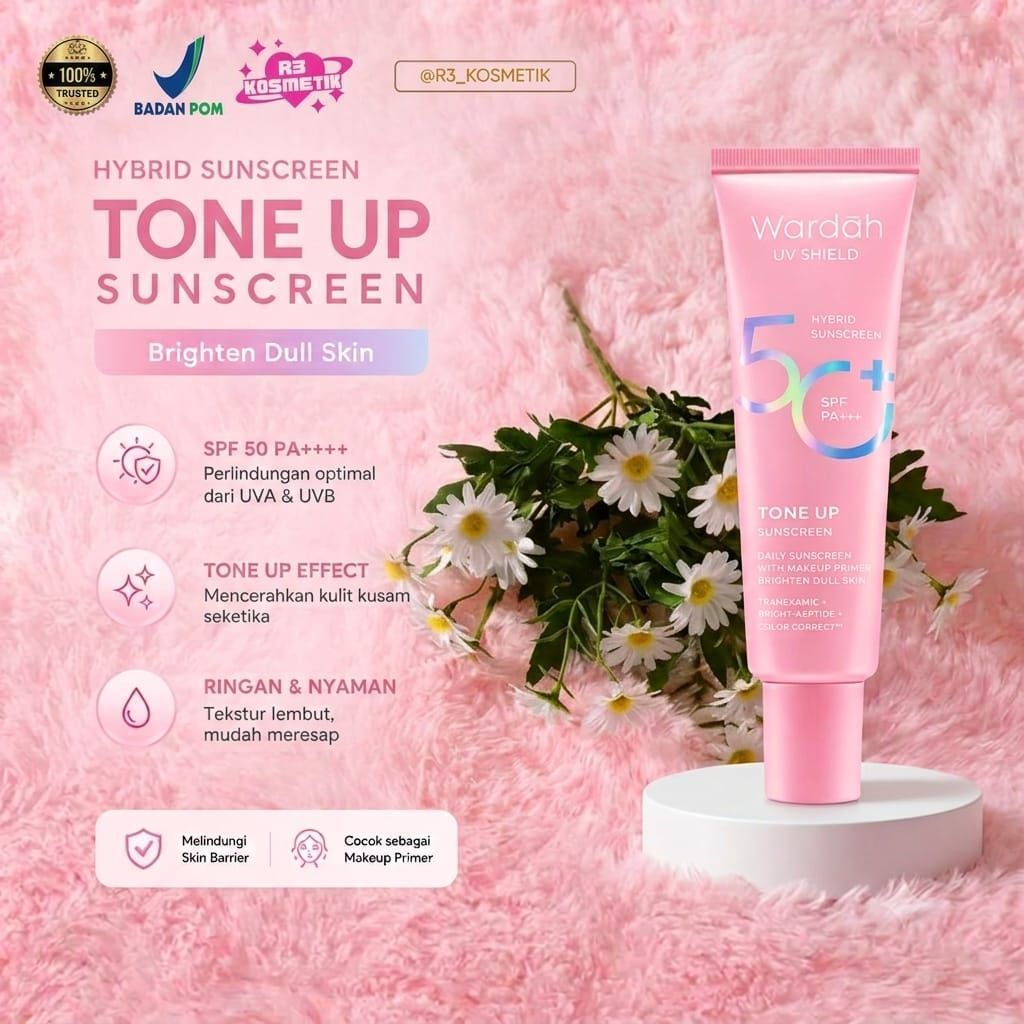 WARDAH UV SHIELD TONE UP SUNSCREEN SPF 50+++ - SUNSCREEN WAJAH