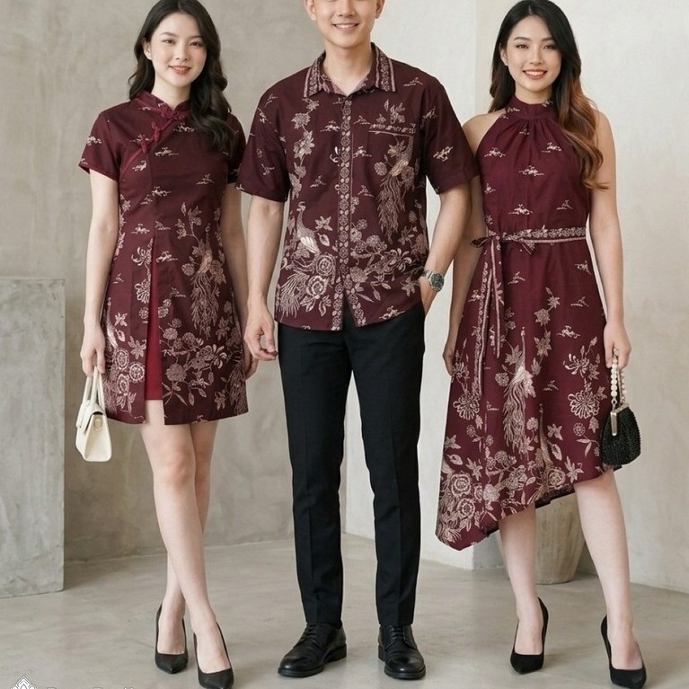 Batik Couple Imlek Warna Merah / Seragam Batik / Batik Cheongsam / Couple Imlek / Atasan Cheongsam /