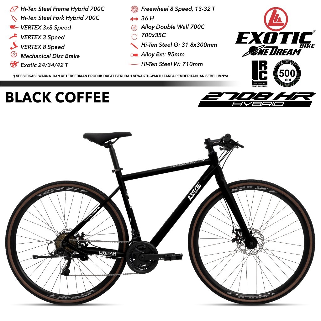 Sepeda Hybrid RoadBike Exotic ET 2708 HR Sepeda 700C Hybrid Exotic 2708 HR 3x8 Speed terbaru