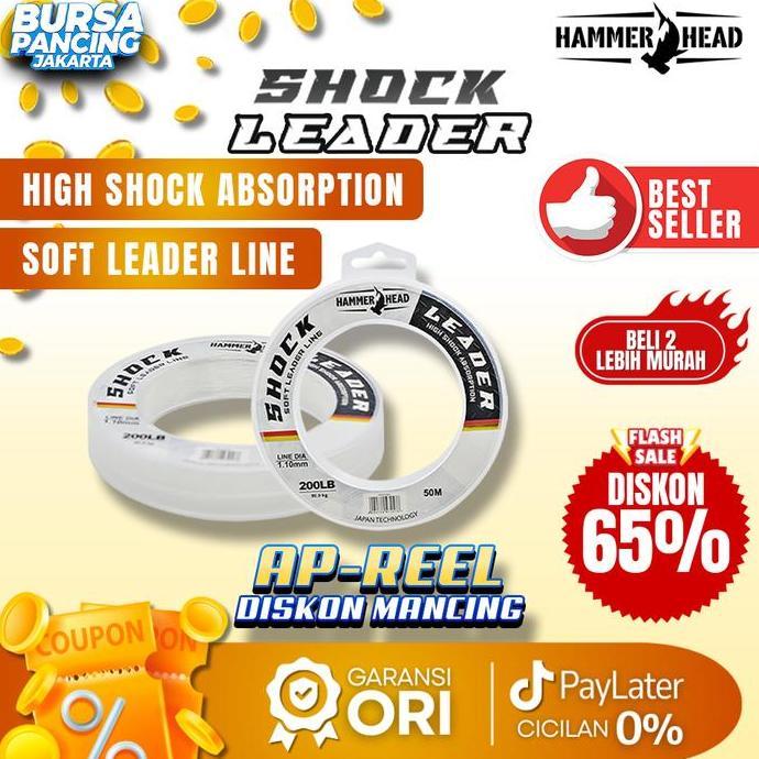 Desyavana - Hammer Head Senar Pancing Shock Leader 50M Clear Bening Faster Sink Tali Pancing Leader 