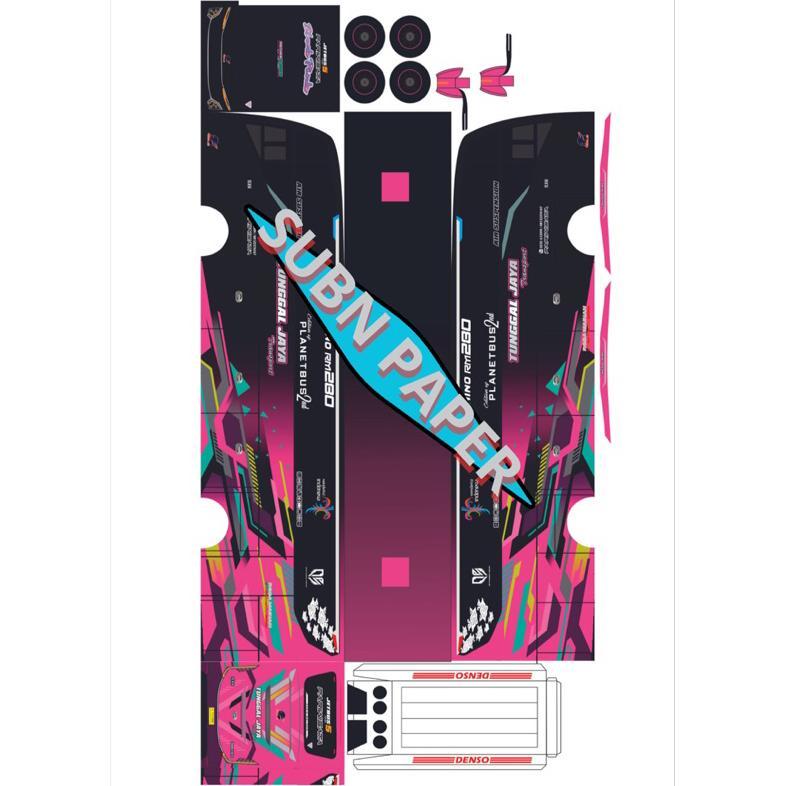 miniatur pola lembar papercraft bus tunggal jaya kids panda jb3,casper,winspector,ratu maher mainan 