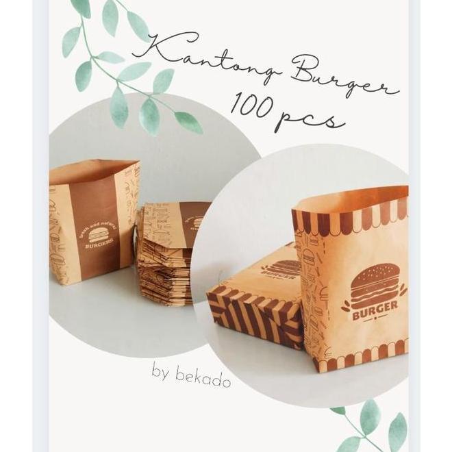 PROMO Bungkus kantong kemasan burger kertas cokelat 100pcs BISA COD