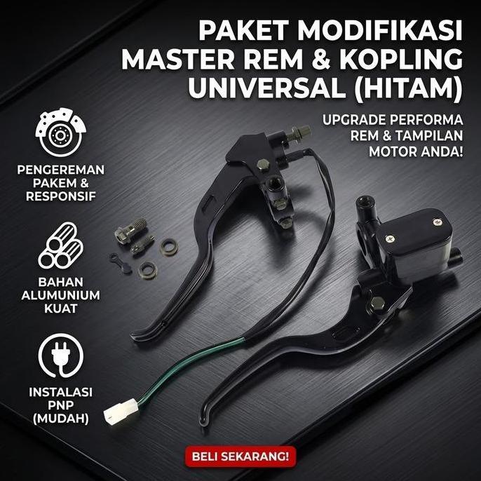 DAMELOPO Master Rem Kopling Set Hitam Modifikasi Motor Performa Pengereman Maksimal PNP Universal Be