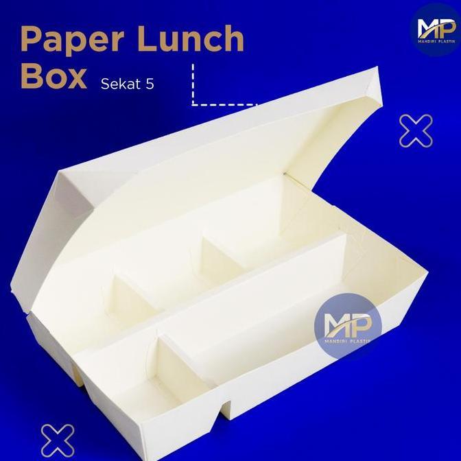 Paper Lunch Box Sekat 5 / Kotak Makan Kertas Sekat 5 -50pcs