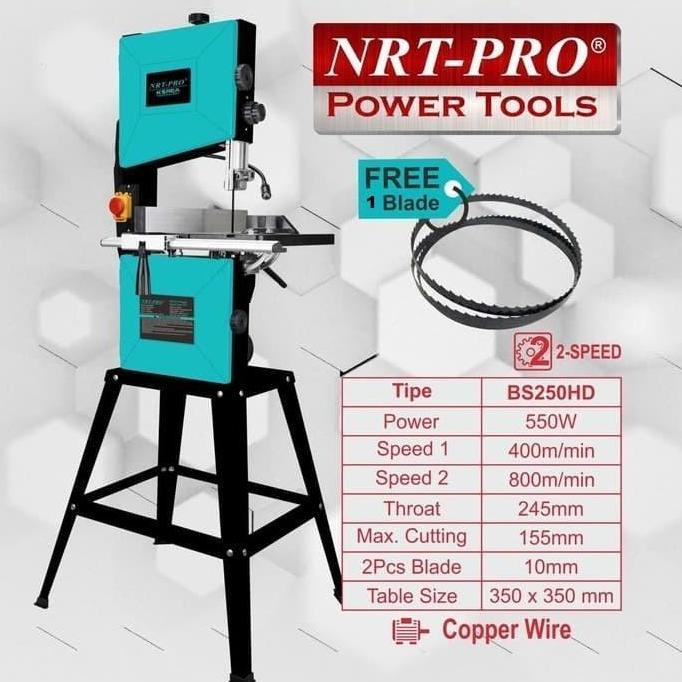 DAMELOPO NRT PRO BS250HD Mesin Band Saw 10 Inch Gergaji Kayu Bandsaw Ukir Besar