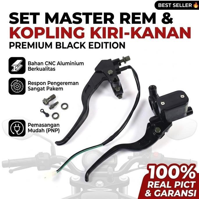 OVMIDEX Master Rem Kopling Set Modifikasi Motor Hitam Sporty Pengereman Responsif PNP Universal Moto