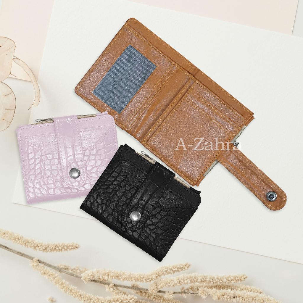A-Zahra 027  Dompet Genie Croco Kancing / Dompet Mini Kartu / Dompet Croco Lipat Mini / Gempita