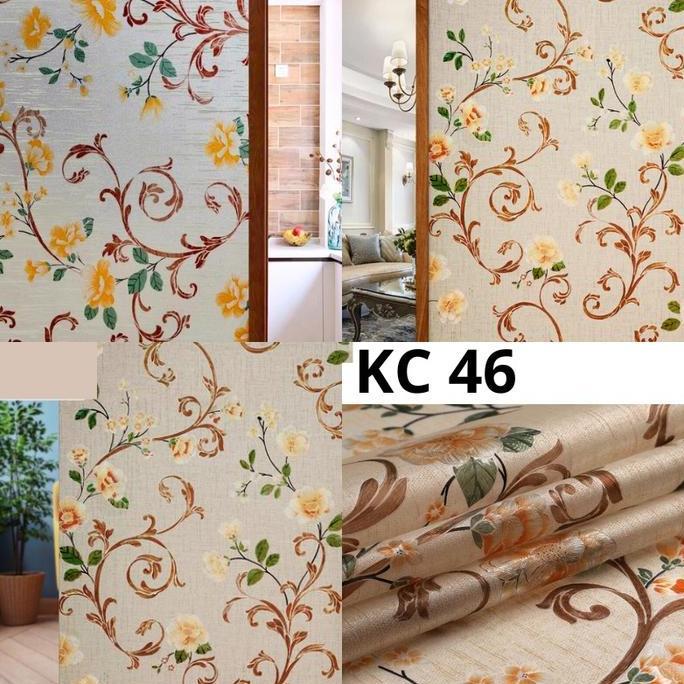 Hias- Sunblast Sanblas Sticker Kaca Stiker Kaca Motif Bunga Lotus Bambu Bata Mozaik Llpaper Pintu Je