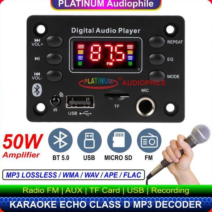 Modul Mp3 Amplifier 50W Bluetooth Karaoke Microphone Echo 136BT