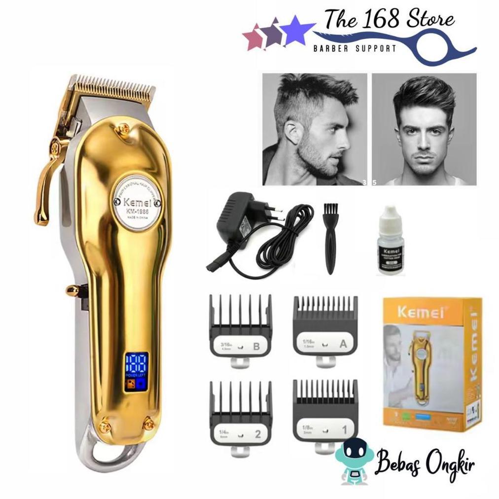 ALAT MESIN CUKUR RAMBUT KEMEI 1986 HAIR CLIPPER TRIMMER ELECTRIC CORDLESS PROFESSIONAL LCD KM-1986