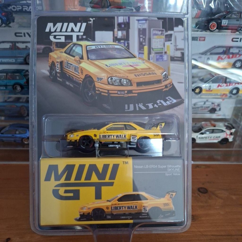 MINI GT NISSAN LB ER34 SUPER SILHOUETTE SPORT YELLOW
