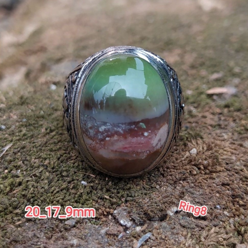 (COD)batu akik cincin pancawarna ijo garut material odim berkualitas siap pakai HQ