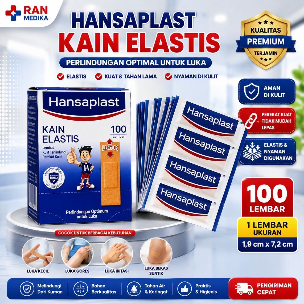 Hansaplast Kain elastis 100 Lembar / hansaplast Plester| hansaplast isi 100