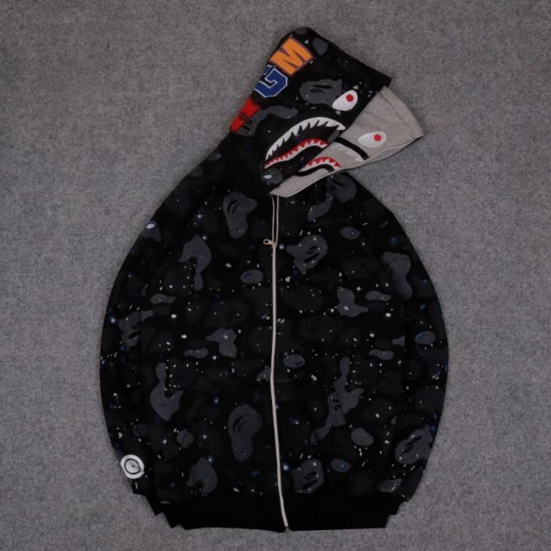 JAKET HOODIE SWEATER BAPE SHARK WGM NYALA FULLTAG & LABEL