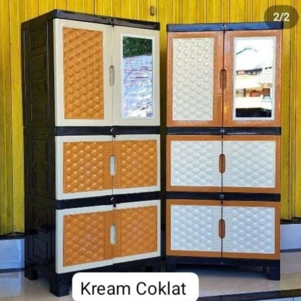 Lemari AQUOSE 4 SUSUN DAN GANTUNG ukuran besar, dengan kunci dan kaca