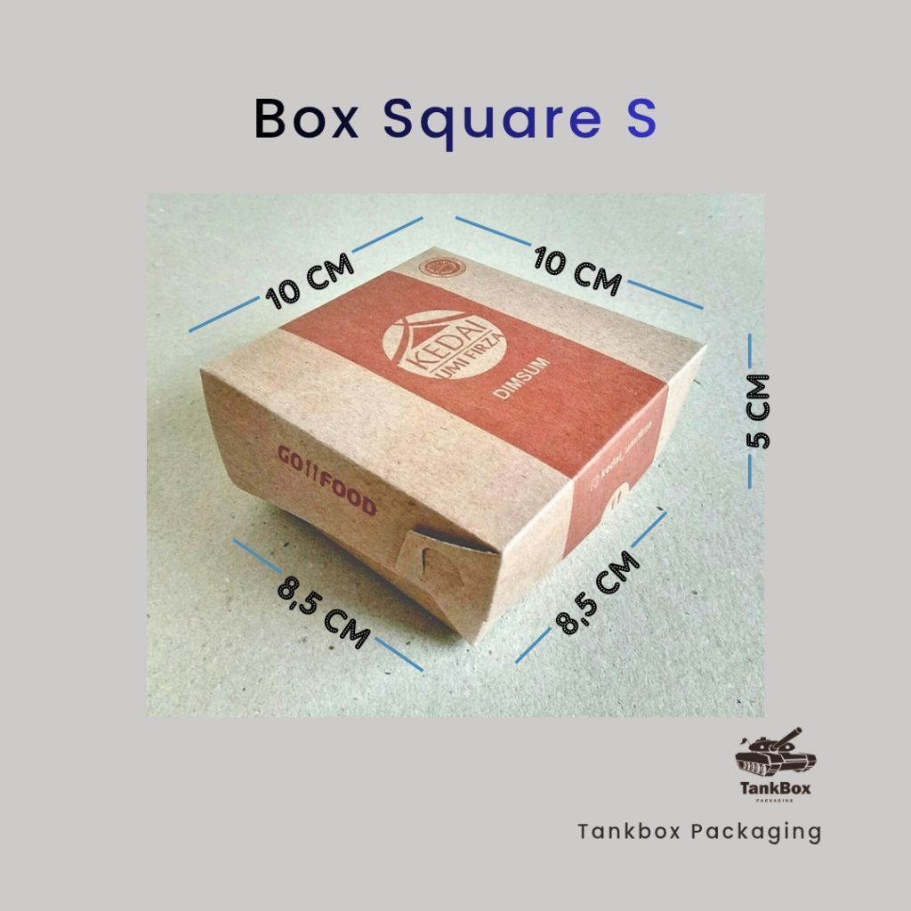 Box Square S Tankbox Packaging 10x10x5 cm Kotak Makanan Kertas
