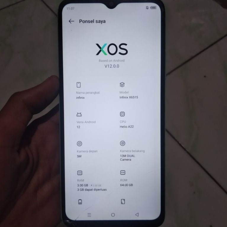 Lcd infinix smart 7 ori minus retak