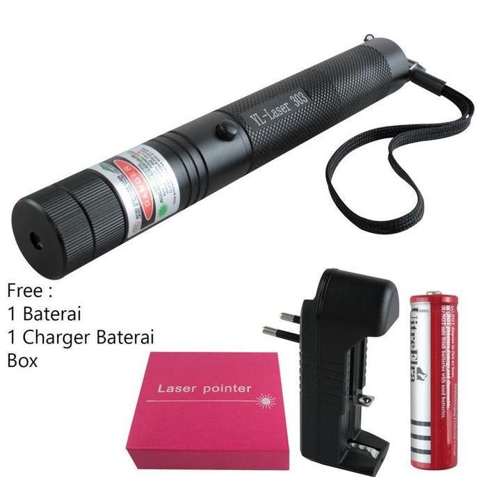 Ditafiraa45 - Laser Senter Pointer Hijau Re Dengan Batre DanTempat Cash Batrai - SenterLaser-303 bat