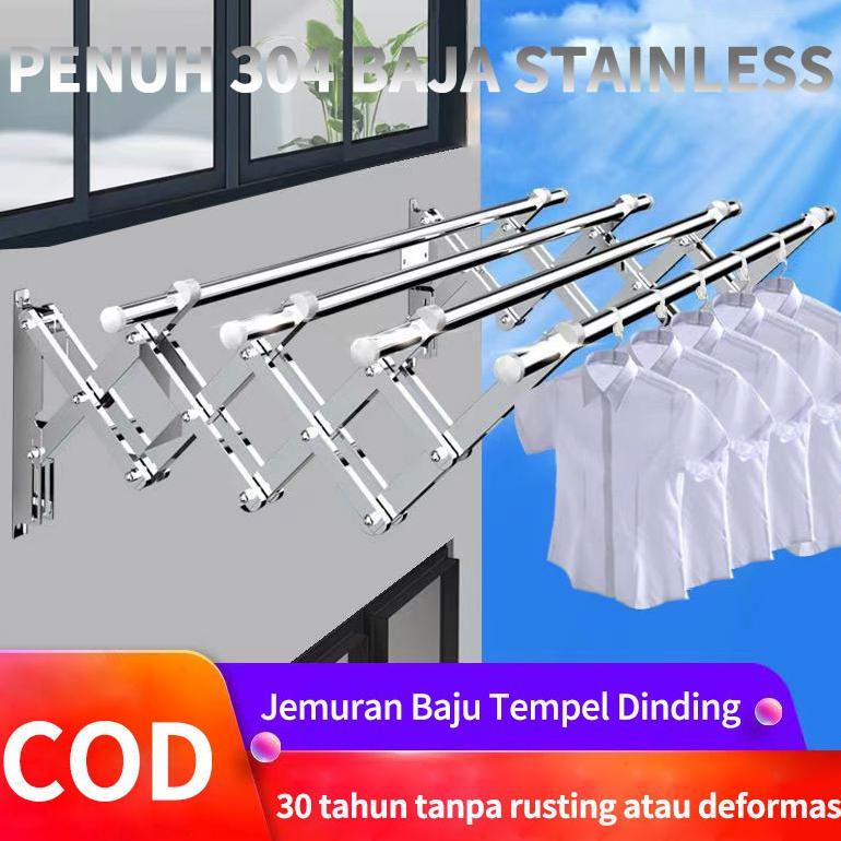 (COD)Jemuran Dinding lipat Stainless Jemuran Baju Dinding 200cm Jemuran Pakaian Dinding Jemuran Hang