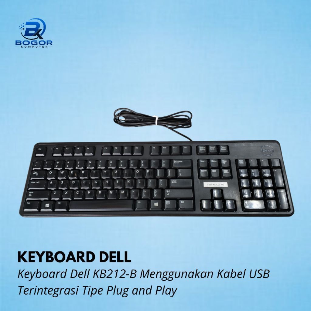Keyboard Dell KB212-B USB Bekas Original Full Size QWERTY Plug and Play Keyboard Komputer PC