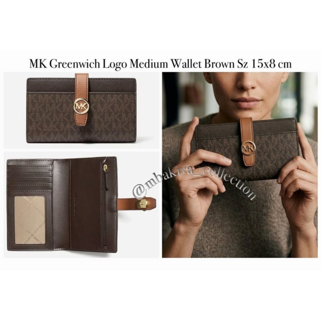 MK Greenwich Logo Medium Wallet Brown
