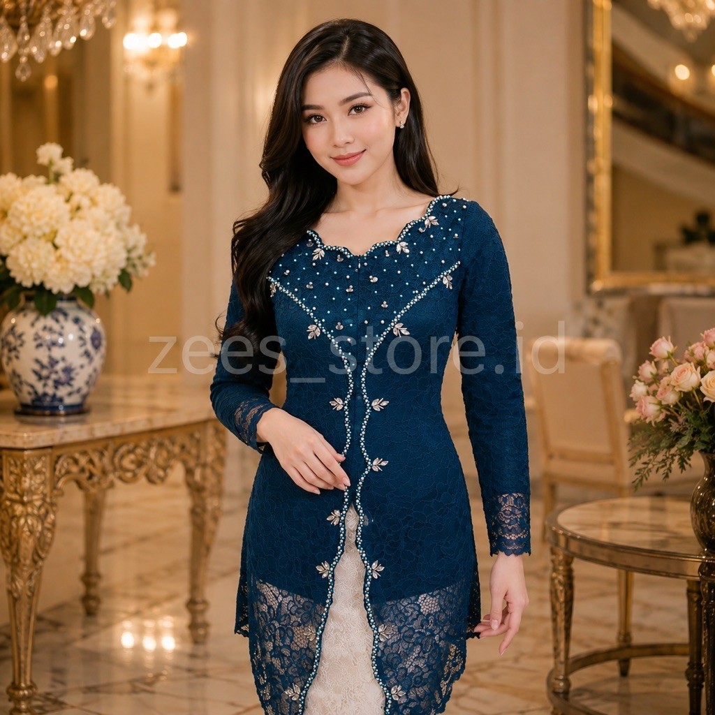 Kebaya Clarissa brokat payet busui friendly / kebaya modern / kebaya pesta / kebaya wisuda / kebaya 