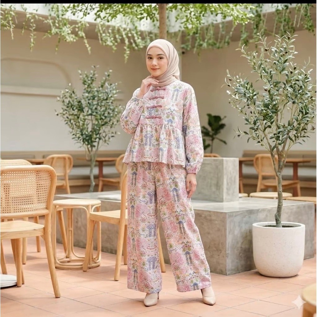 One set Setelan Wanita Cheongsam Katun