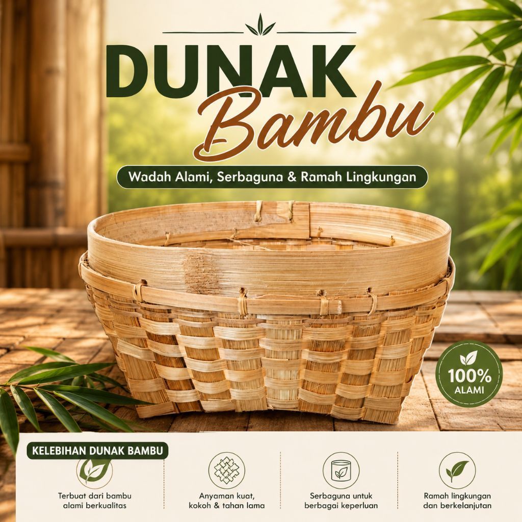 Dunak bambu 27 cm tenggok bambu bulat wakul nasi tempat nasi bambu bakul bambu jumbo Dunak bambu 27 