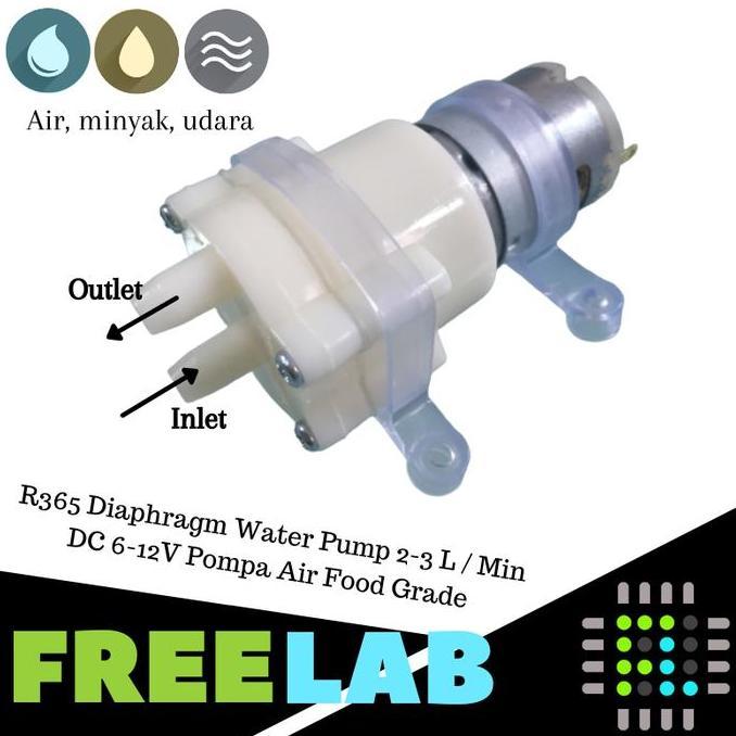 R365 DIAPHRAGM WATER PUMP 2-3 L / MIN DC 6-12V POMPA AIR FOOD GRADE FLAB