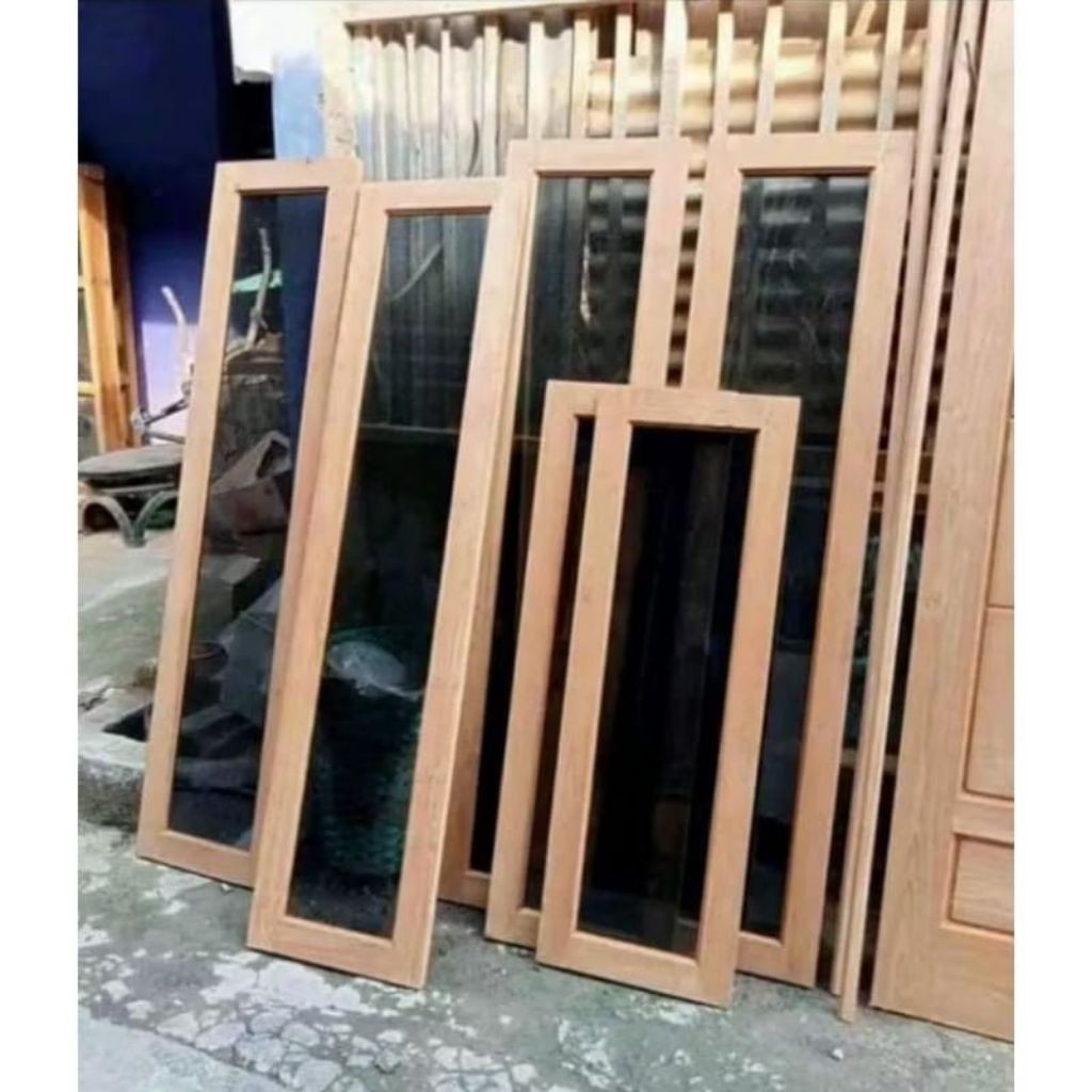 jendela kayu kaca 5mili+kusen kayu