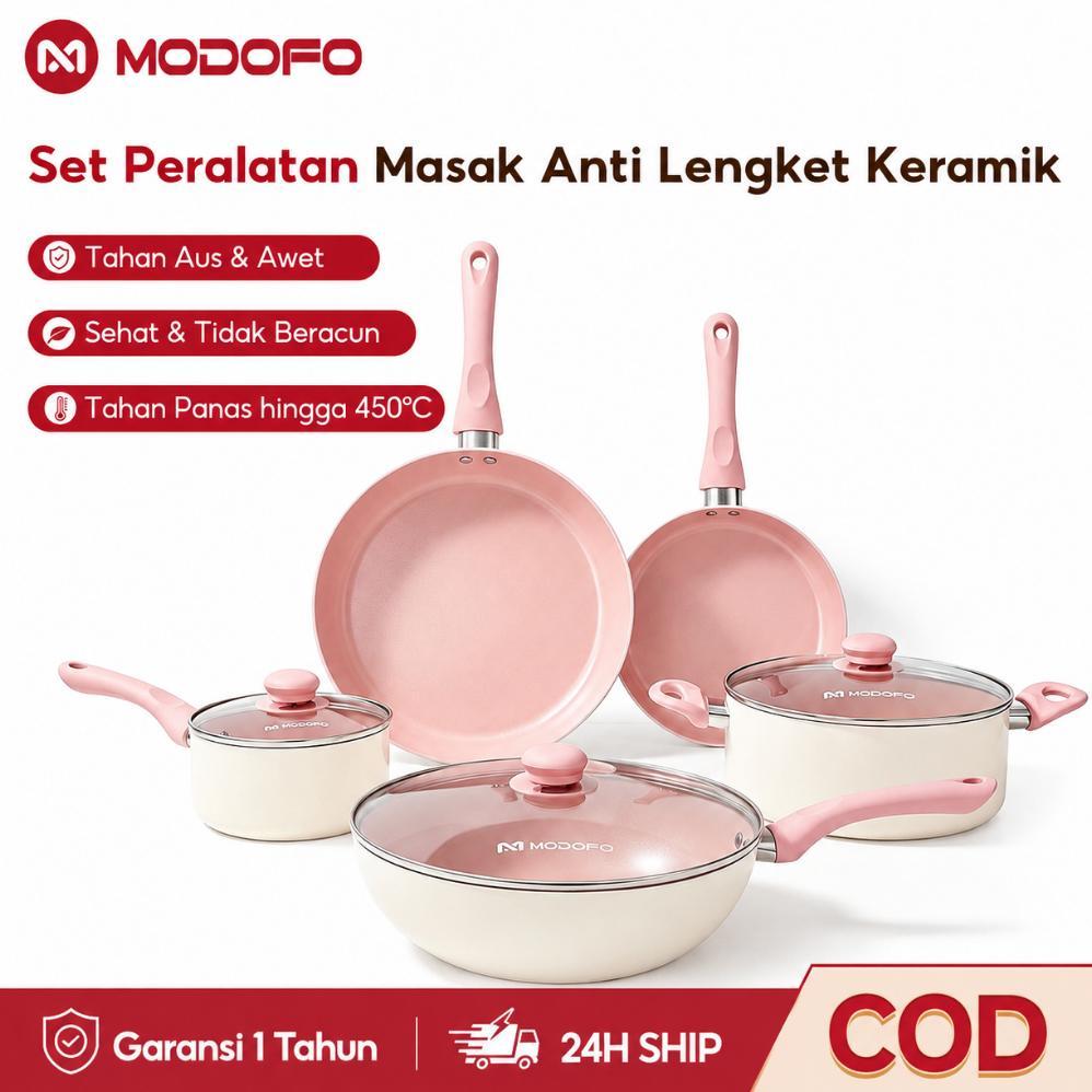 [VIRA][ Panci Set Lengkap Anti Lengket 4pcs Wajan Penggorengan Anti Lengket Dandang Kukus Enamel Tep