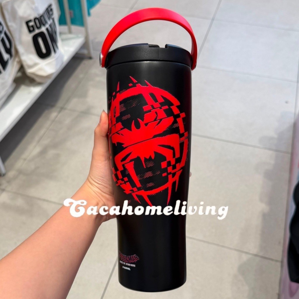 Miniso x Marvel - Tumbler / Botol Minum Stainless Steel With Handle Spiderman Marvel Printed Collect