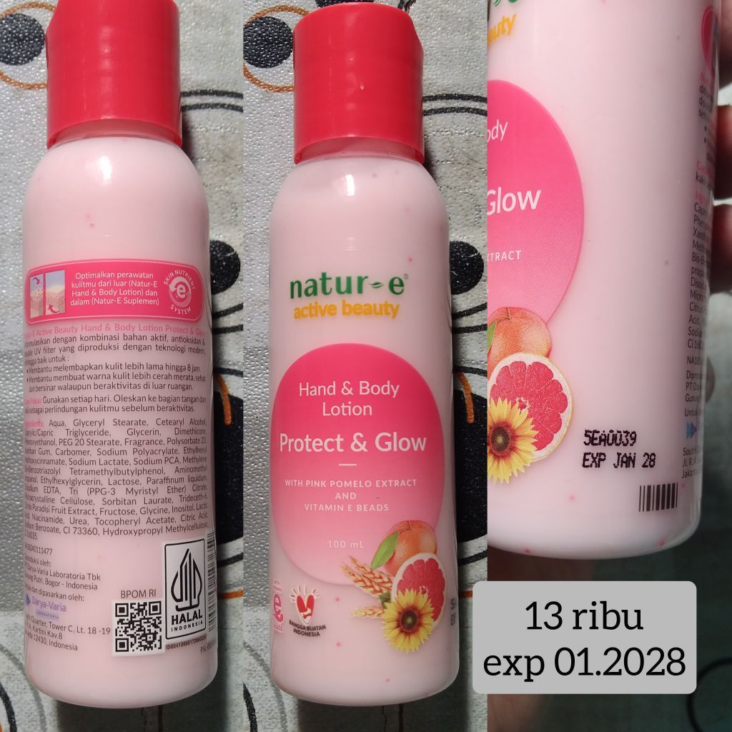 [Baca Deskripsi Sebelum Membeli] Natur-e Active Beauty Hand & Body Lotion Protect & Glow 100 mL deng