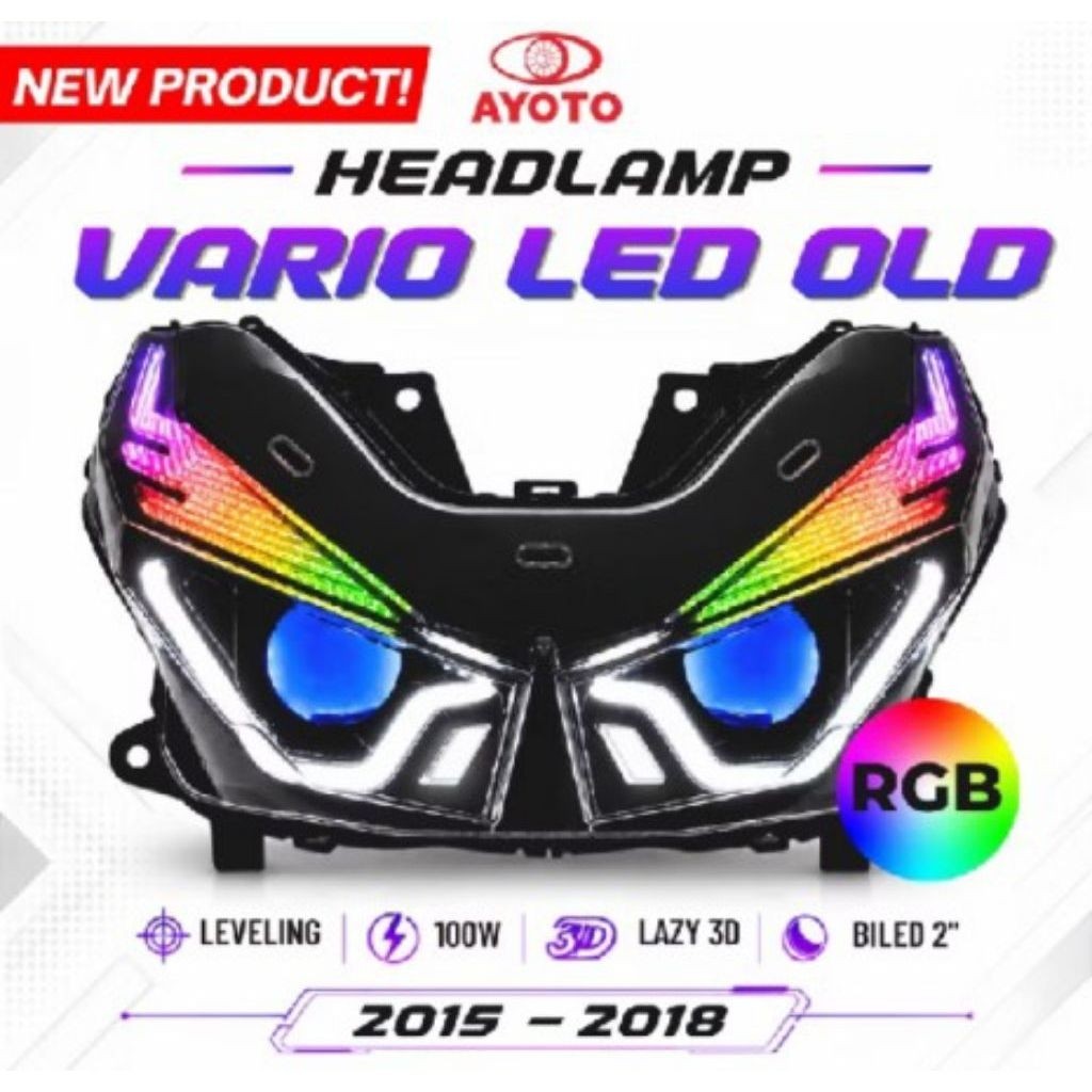 Headlamp AYOTO Vario LED OLD RGB 2015-2018 100W Leveling Lazy 3D Biled 2"