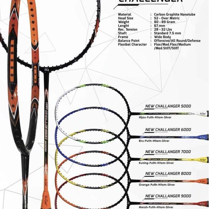 Raket Badminton HIQUA HQ NEW CHALLENGER 5000/6000/7000/8000/9000 ORI