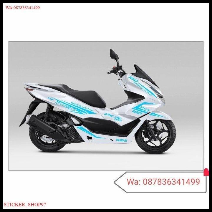 GRATIS ONGKIR STIKER PCX 160 CUTTING STICKER PCX 160 BODY PUTIH SPORTY BIRU MUDA 