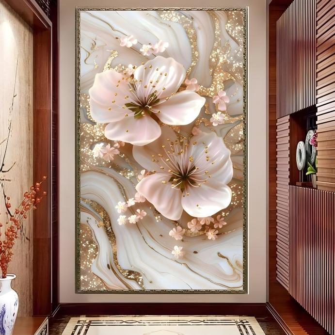CETAK Wallpaper Stiker Bunga 3d, Wallpaper Dinding Bunga Mawar Terlaris, Wallpaper 3d murah