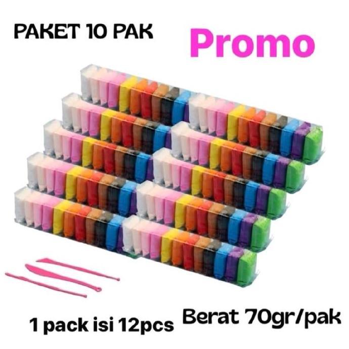 Clay Edukasi Mainan Paket 10 Pak Berat 70gr/pak Kerajinan Tangan Clay Mainan Grosiran